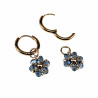 ∅14mm x 2mm Oorringen Dames - Verguld RVS - Transparant Blauwe Gefacetteerde Kristallen Bloem Hanger - Bungelende Oorbellen