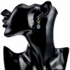 ∅14mm Verguld RVS Oorbellen Transparant Blauwe Kristallen Bloemhanger