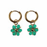 ∅14mm Oorringen Verguld RVS Oorbellen Groen Kristallen Bloemhanger