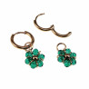 ∅14mm Oorringen Verguld RVS Oorbellen Groen Kristallen Bloemhanger