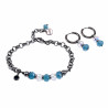 Armband Dames - Gepolijst RVS - Ronde Schakelarmband met Turquoise Kristallen