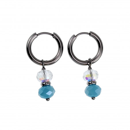 ∅18mm RVS Oorringen met Turquoise Gefacetteerde Kristalkrallen Hanger