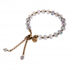 Verguld RVS - Paarse Tinten Oostenrijkse Kristallen Kralenarmband Dames