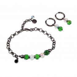 ∅18mm RVS Oorringen met Groen Gefacetteerde Kristalkrallen Hanger