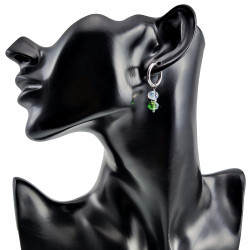 ∅18mm RVS Oorringen met Groen Gefacetteerde Kristalkrallen Hanger