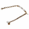 Verguld RVS - Ronde Schakelarmband met Witte Schelpparel en Kristallen