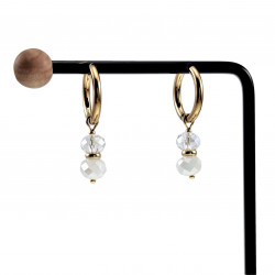 Verguld RVS - Oorringen met Gebroken Witte Kristalkrallen Hanger