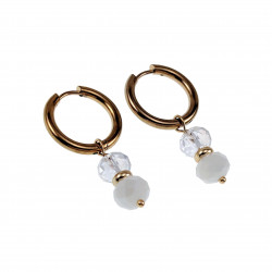 Verguld RVS - Oorringen met Gebroken Witte Kristalkrallen Hanger
