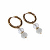 Verguld RVS - Oorringen met Gebroken Witte Kristalkrallen Hanger
