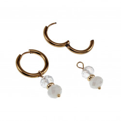 Verguld RVS - Oorringen met Gebroken Witte Kristalkrallen Hanger