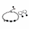 Verguld RVS - Ronde Schakelarmband met Gebroken Zwarte Kristallen