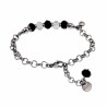 Verguld RVS - Ronde Schakelarmband met Gebroken Zwarte Kristallen