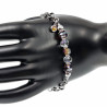 Verguld RVS - Ronde Schakelarmband met Gebroken Bruine Kristallen