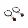 ∅18mm x 2,5mm Oorbellen Dames - Gepolijst RVS - Oorringen met Bruine Gefacetteerde Kristalkralen Hanger - Bungelende Oorbellen