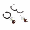 ∅18mm x 2,5mm Oorbellen Dames - Gepolijst RVS - Oorringen met Bruine Gefacetteerde Kristalkralen Hanger - Bungelende Oorbellen