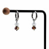 ∅18mm x 2,5mm Oorbellen Dames - Gepolijst RVS - Oorringen met Bruine Gefacetteerde Kristalkralen Hanger - Bungelende Oorbellen