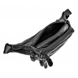 Heuptasje Unisex - Zwart Rundleer - Buideltas - Informal Crossbodytas