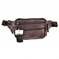 Heuptasje Unisex Donkerbruin Rundleer - Buideltas Informal Crossbodytas