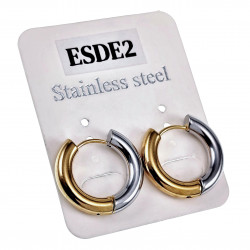 Ø20mm x 4mm Oorbellen Unisex - Gepolijst Goudkleur-Zilverkleur RVS - Bicolor Oorrigen