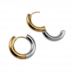 Ø20mm x 4mm Oorbellen Unisex - Gepolijst Goudkleur-Zilverkleur RVS - Bicolor Oorrigen