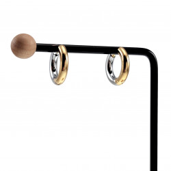 Ø20mm x 4mm Oorbellen Unisex - Gepolijst Goudkleur-Zilverkleur RVS - Bicolor Oorrigen