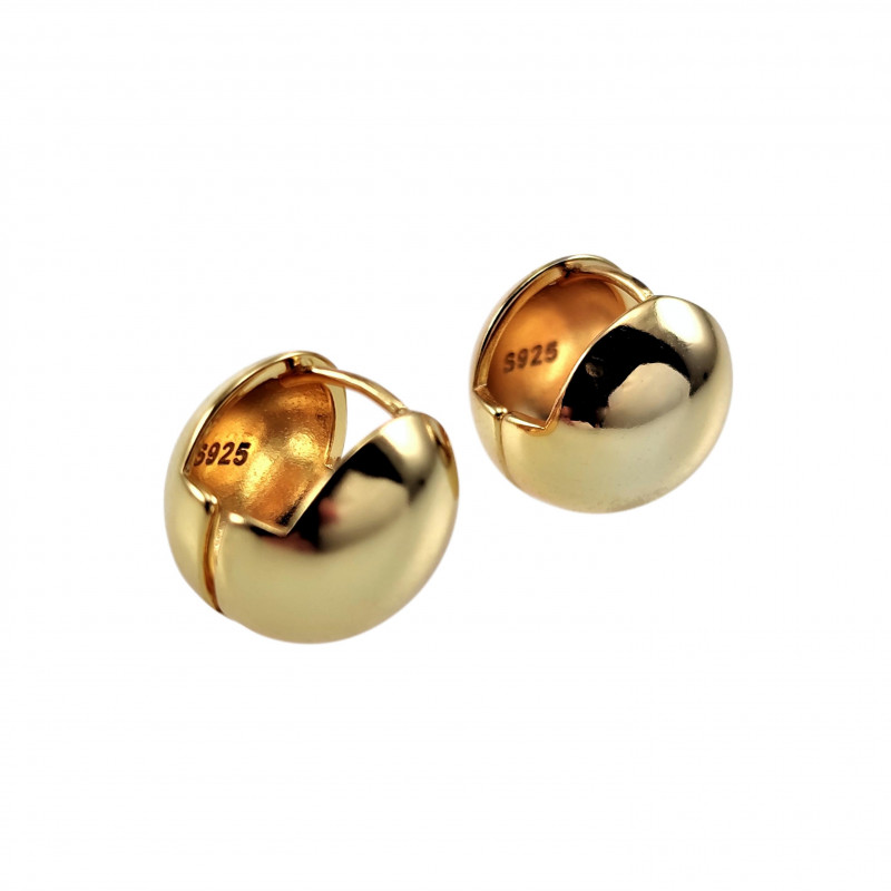 13mm Oorbellen Gepolijst Verguld S925 Sterling Zilver Bol Oorringen 13mm Oorbellen Gepolijst Verguld S925 Sterling Zilver Bol Oorringen