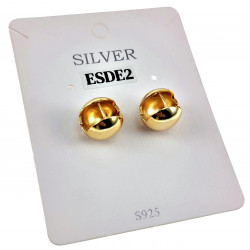 13mm Oorbellen Gepolijst Verguld S925 Sterling Zilver Bol Oorringen
