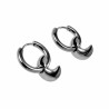 ∅18mm x 3mm Oorbellen Dames - Gepolijst RVS - Oorringen met Halve Maan Hanger