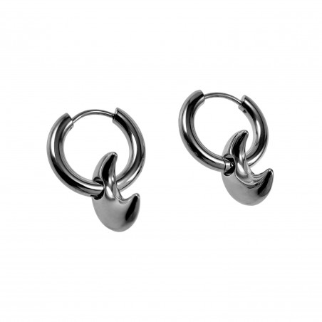 ∅18mm Oorbellen Dames - Gepolijst RVS Oorringen met Halve Maan Hanger