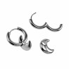 ∅18mm x 3mm Oorbellen Dames - Gepolijst RVS - Oorringen met Halve Maan Hanger