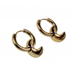 ∅18mm Oorbellen Dames - Verguld RVS Oorringen met Halve Maan Hanger