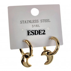 ∅18mm Oorbellen Dames - Verguld RVS Oorringen met Halve Maan Hanger