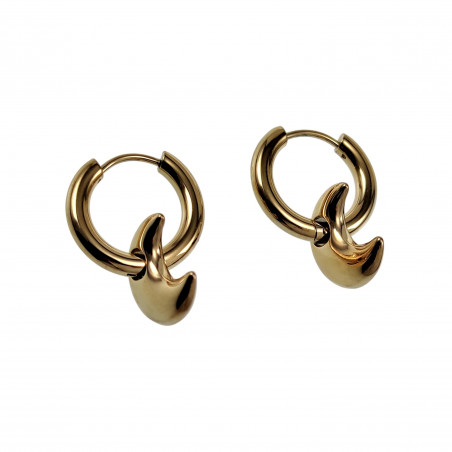 ∅18mm Oorbellen Dames - Verguld RVS Oorringen met Halve Maan Hanger