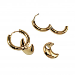 ∅18mm Oorbellen Dames - Verguld RVS Oorringen met Halve Maan Hanger