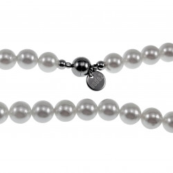 47cm x 8mm Ketting Dames - Choker - RVS - Gebroken Witte Natuurlijke Schelp Parelsketting - Halsketting