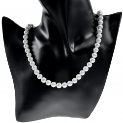 47cm x 8mm Ketting Dames - Choker - RVS - Gebroken Witte Natuurlijke Schelp Parelsketting - Halsketting