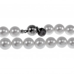 47cm x 10mm Ketting Dames - Choker - RVS - Gebroken Witte Natuurlijke Schelp Parelsketting - Halsketting