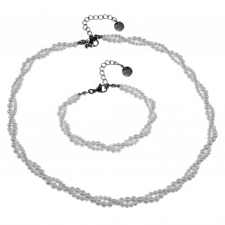 RVS - Gevlochten Witte Natuurlijke Schelp Parelsketting 46cm tot 51cm