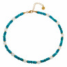 Verguld RVS  Natuurlijke Turquoise Stenen Ketting 42cm 47cm - Unisex