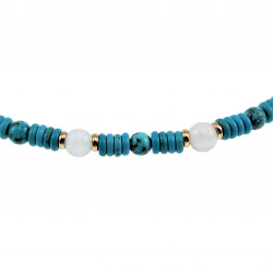 Verguld RVS  Natuurlijke Turquoise Stenen Ketting 42cm 47cm - Unisex