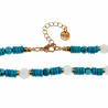 Verguld RVS  Natuurlijke Turquoise Stenen Ketting 42cm 47cm - Unisex