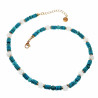 Verguld RVS  Natuurlijke Turquoise Stenen Ketting 42cm 47cm - Unisex