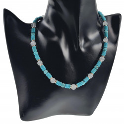 Verguld RVS  Natuurlijke Turquoise Stenen Ketting 42cm 47cm - Unisex