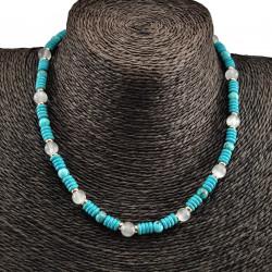 Verguld RVS  Natuurlijke Turquoise Stenen Ketting 42cm 47cm - Unisex
