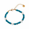 Unisex Verguls RVS Natuurlijke Turquoise Stenen Armband 18cm Tot 24cm