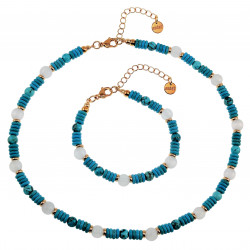 Unisex Verguls RVS Natuurlijke Turquoise Stenen Armband 18cm Tot 24cm