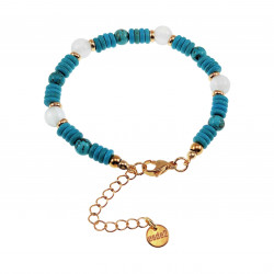 Unisex Verguls RVS Natuurlijke Turquoise Stenen Armband 18cm Tot 24cm