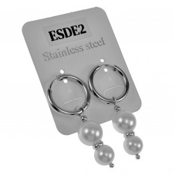 ∅19mm x 2,5mm Oorbellen Dames - Gepolijst RVS - Oorringen met Schelpparels Hanger