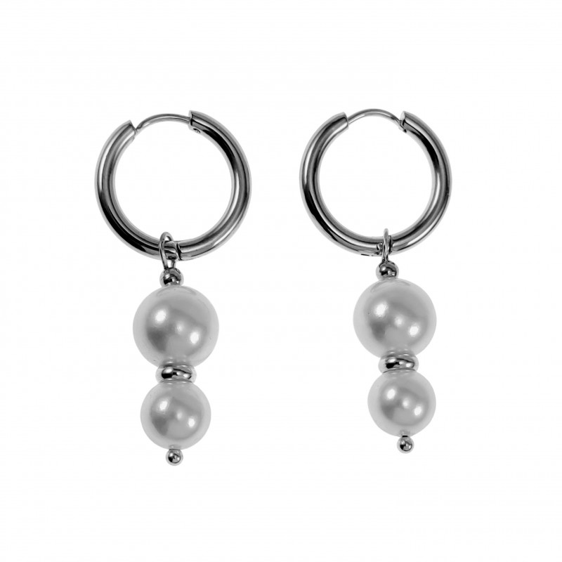 ∅19mm Oorbellen Dames - RVS - Oorringen met Schelpparels Hanger ∅19mm Oorbellen Dames - RVS - Oorringen met Schelpparels Hanger