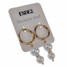 ∅19mm x 2,5mm Oorbellen Dames - Verguld RVS - Oorringen met Schelpparels Hanger